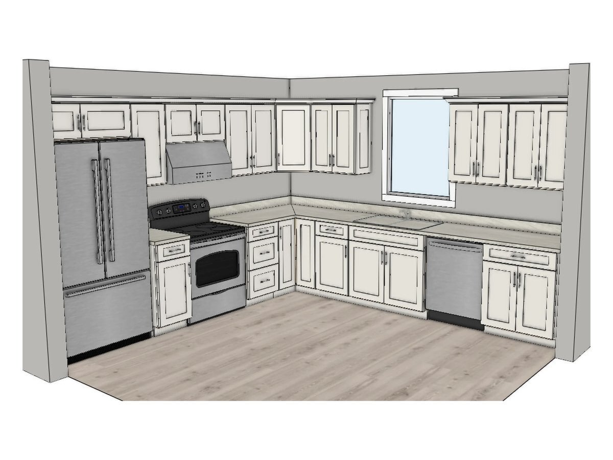 Small L kitchen layout drawing